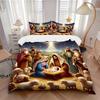 3pcs Christmas Nativity Scene Bedding Set - Includes One Quilt Cover and Two Pillowcases (No Core) - Festive Decoration for Bedroom and Guest Room, An