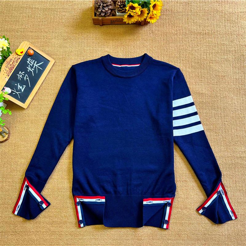 Four-Bar Stripe Unisex Knitted Cardigan - Loose Fit, College Style, Plus Size, Perfect for Spring and Autumn.