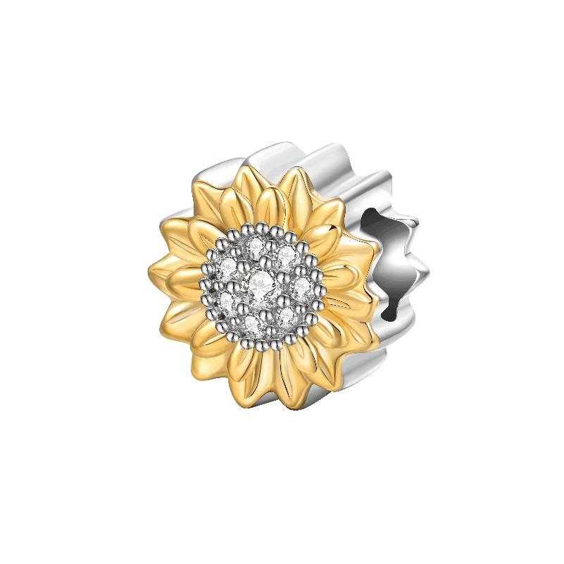 Copper Colorful Flower Charm Roses Tulip Daisies Bead Pendant Fit Original Necklace Bracelet Women Jewelry Diy Gift