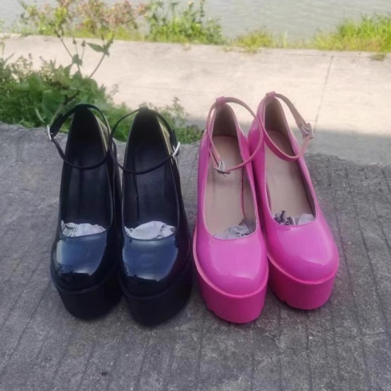 Duży rozmiar buty na pojedynczej podeszwie damskie nowe 14CM obcasy model cheongsam wybieg moda wodoodporny blat pasek z klamrą w jednym pasku damskie