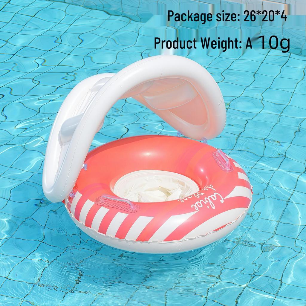 Large Toddler Boat-Themed Swimming Ring with Canopy & Steering Wheel