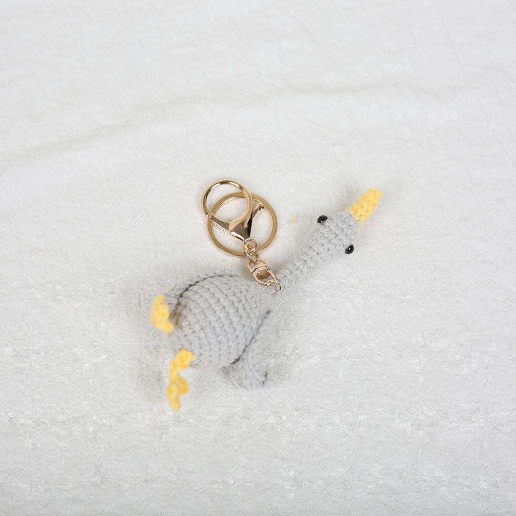 Funny Goose Doll Crochet Keyrings Gray and White Goose Knitting Animal Doll Keyrings Cute Goose Keychain Wholesale Couple Gifts