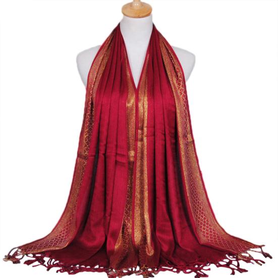 Fashion Women Muslim Long Soft Cotton Shawl Luxury Scarf Tassel Stole Wrap