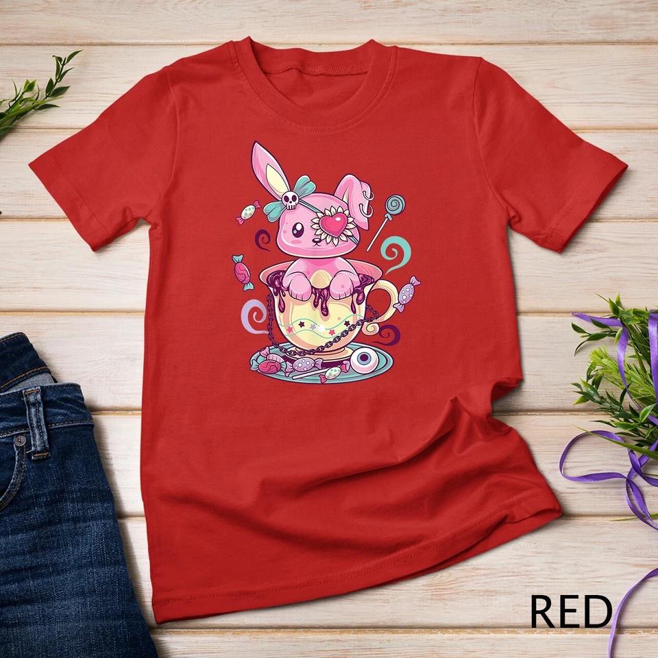 Kawaii Pastel Goth Cute Creepy Rabbit Menhera Occult Bunny Unisex T-shirt 8 M