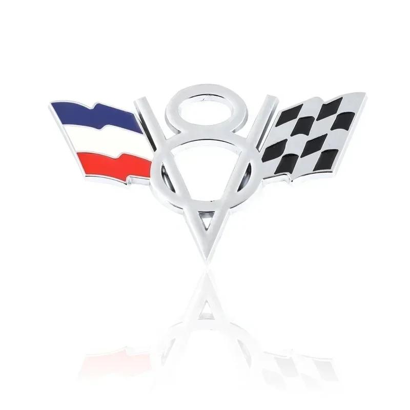 3D Metal V8 Italy France America US UK Flag Rear Trunk Fender Emblem Badge Sticker for Dodge Jeep Ford Accessories