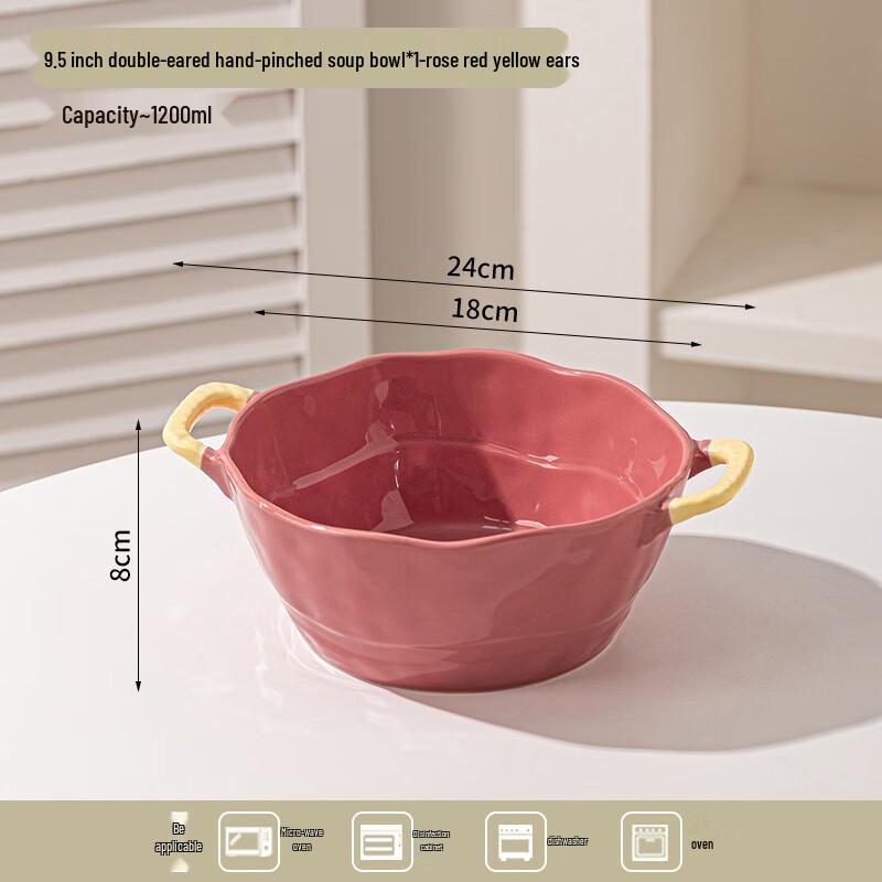 

Fumede 9.5-inch Ceramic Double Handle Soup Bowl