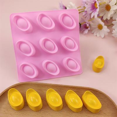 9 Vertiefungen Oval Silikon Schokoladenform Yuanbao Barren DIY Fondant Kuchen Dekor Backformen Gelee Keks Kuchen Eisform Eisgitter