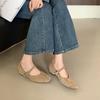 2025 new round head suede one-word with metal buckle, light mouth thick heel versatile OL Mary Jane women's single shoes