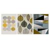 Three Nordic Retro Art Panels with Round Leaf and Geometric Wall Decorative Sofa Background Wall Hangings for Living Porch Fully Framed Patterns, Art,