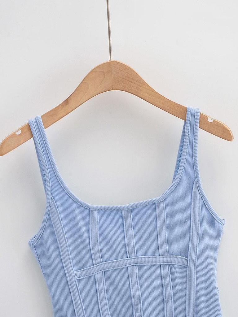 Fishbone Thread Safari-Stil-Weste, unregelmäßiges Hemd mit Hakenboden für Frauen, quadratischer Ausschnitt, sexy, ärmellose Tops