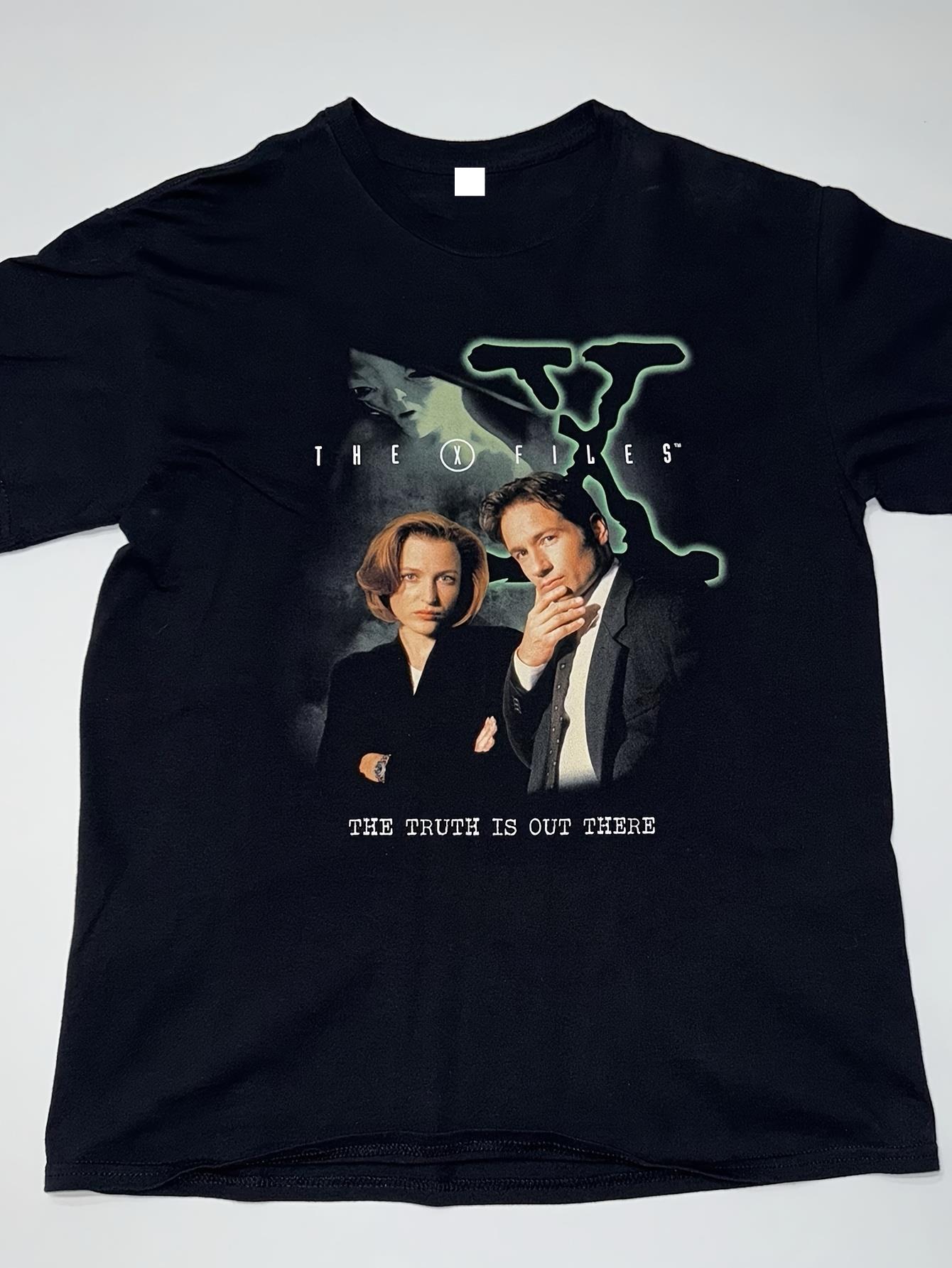

X-Files The Truth Is Out There Retro Graphic T-Shirt - Unisex Tee Featuring Iconic Characters Mulder & Scully XXL