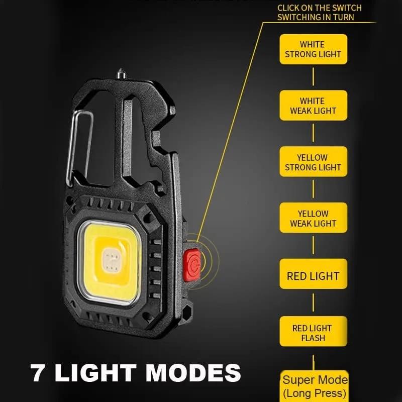 Portable Flashlight Keychain Light Mini Flashlight Multifunction Bottle Opener with 7 Modes Mini Pocket for Walking Camping