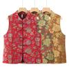 Grote Maten Vintage Bloemen Mouwloze Chinese Kikkerknopen Vest voor Vrouwen van Middelbare Leeftijd & Ouder - Lente & Herfst Mode Top