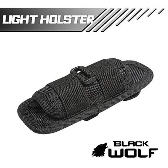 BLACK WOLF Flashlight Holster Adjustable Belt Loop for Handheld Work Nylon Flashlight Ballpoint Pen Holster BH-1, 360-Degree Rotation, Angle,