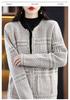 Women's French Chic Wool Houndstooth Cardigan - Autumn/Winter Thick Knit Tassel Coat