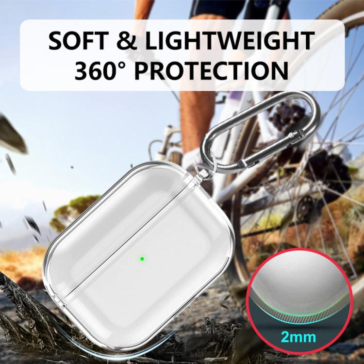 XDcase Transparente TPU-Schutzhülle für Ohrhörer mit Karabiner
