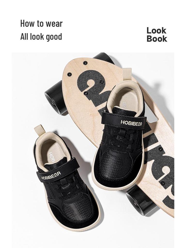 HOBIBEAR Kinder Breite Kopf Atmungsaktives Stoffobermaterial Lässige Laufschuhe für Frühling & Herbst