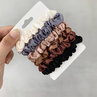 3/5/6 Stück Elegante Pferdeschwanzhalter Gummiband Elastisches Haarband Haarschmuck Seidensatin Scrunchies Damen Einfarbig Haargummi