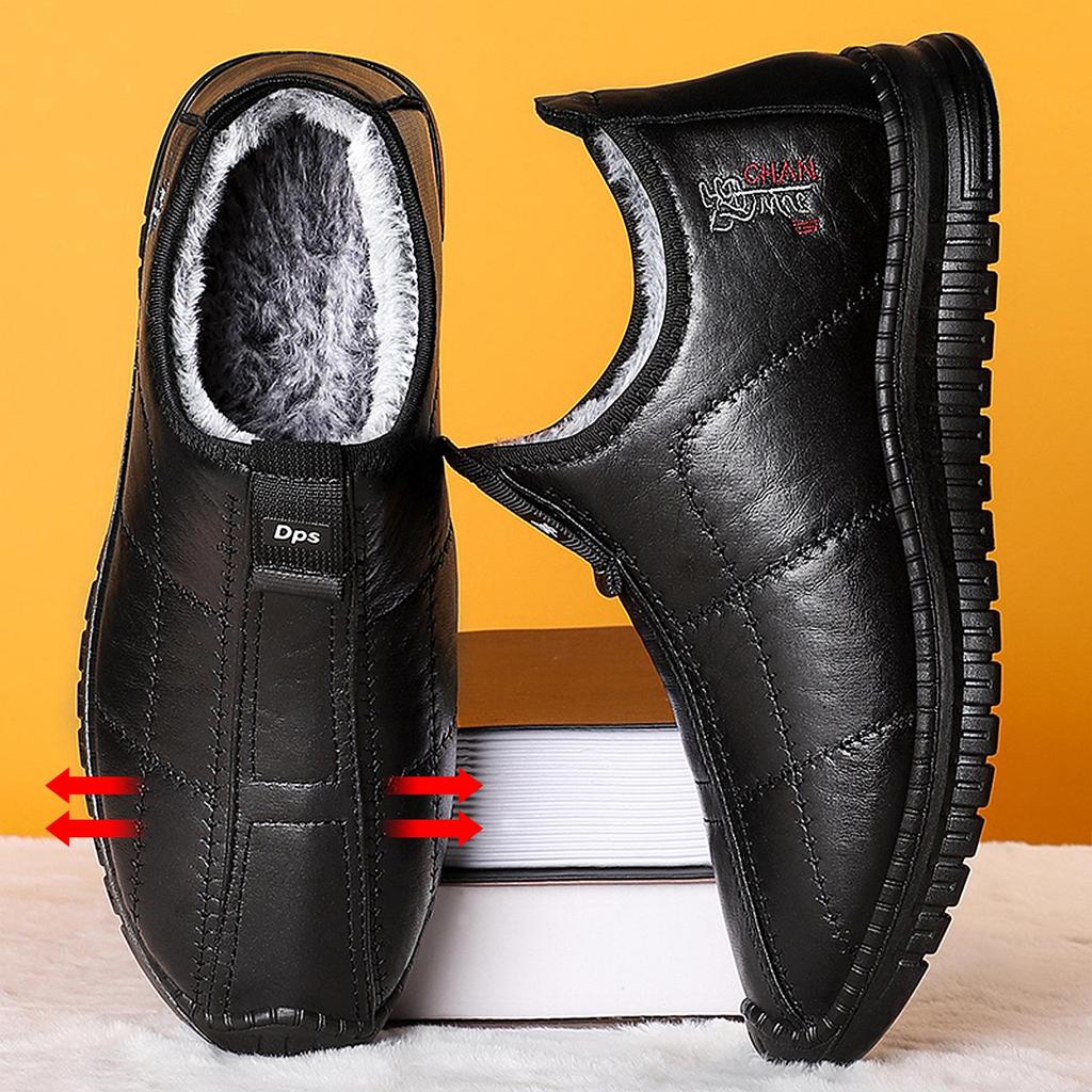 Men’s Large Size Warm Cotton Short Boots with Polyurethane - Comfortable Shallow Opening Thickened Plus Velvet Style