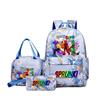 New Printed Rhythm Box Student School Bag Three-piece Casual Sprunki Backpack Crossbody Bag Pencil Bag D