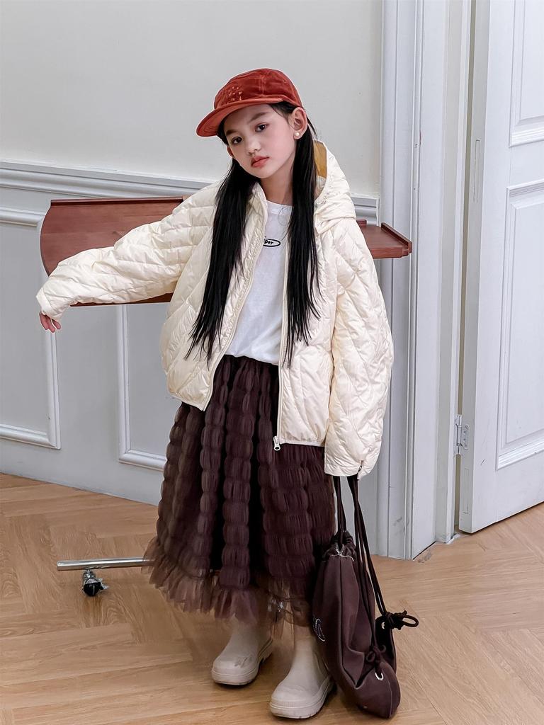 New 2025 Girls' Fashion Winter Coat - Hooded, Thick, 90% White Duck Down Jacket
