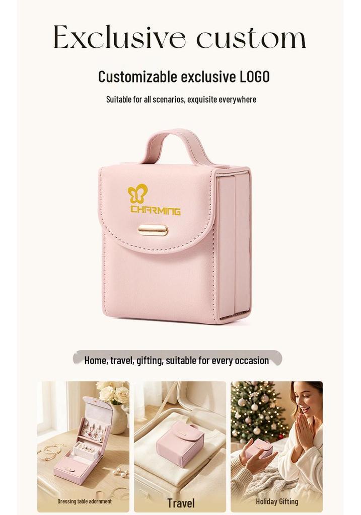 Portable Multifunction Jewelry Box with Layered Compartments for Bracelets and Earrings