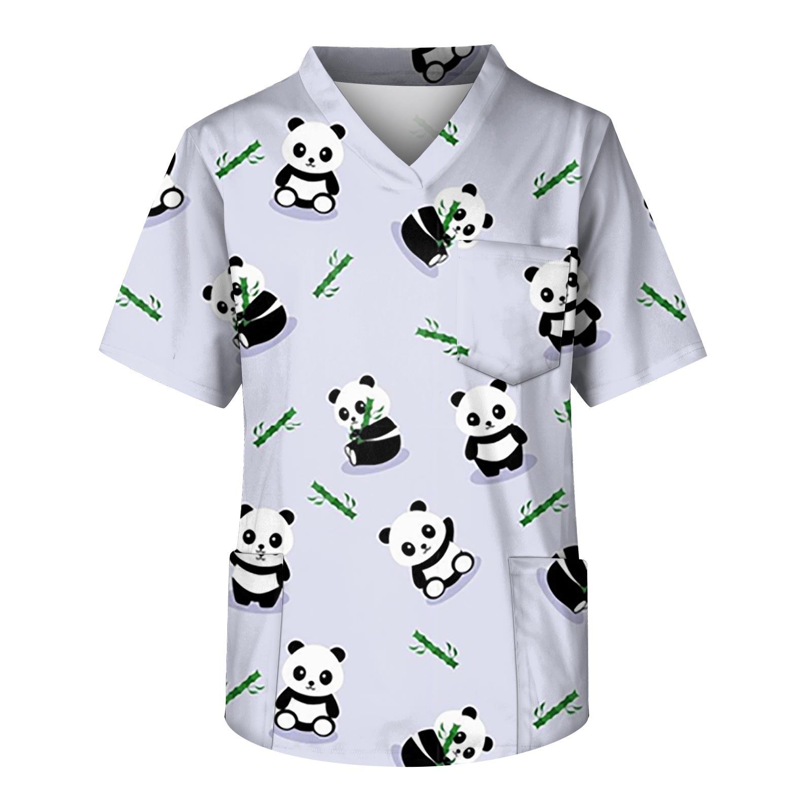 Мужская рабочая блузка с короткими рукавами и v-образным вырезом с принтом — фото 3