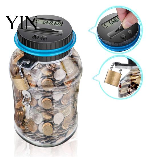 Educational Money Box for Children Digital Coin Bank with Intelligent Counting, Safety Padlock ABS Transparent Counter LCD Display Savings Jar,