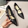 Fashion Women Pointed Mid-heels Mary Jane Shoes Female Autumn Retro Shallow Dress Shoes Ladies 2024 Fashion Elegant Square Heel Pumps