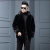 Men's Winter New Imitation Mink Coat Brown Imitation Mink Fleece Fur Coat Social Blue