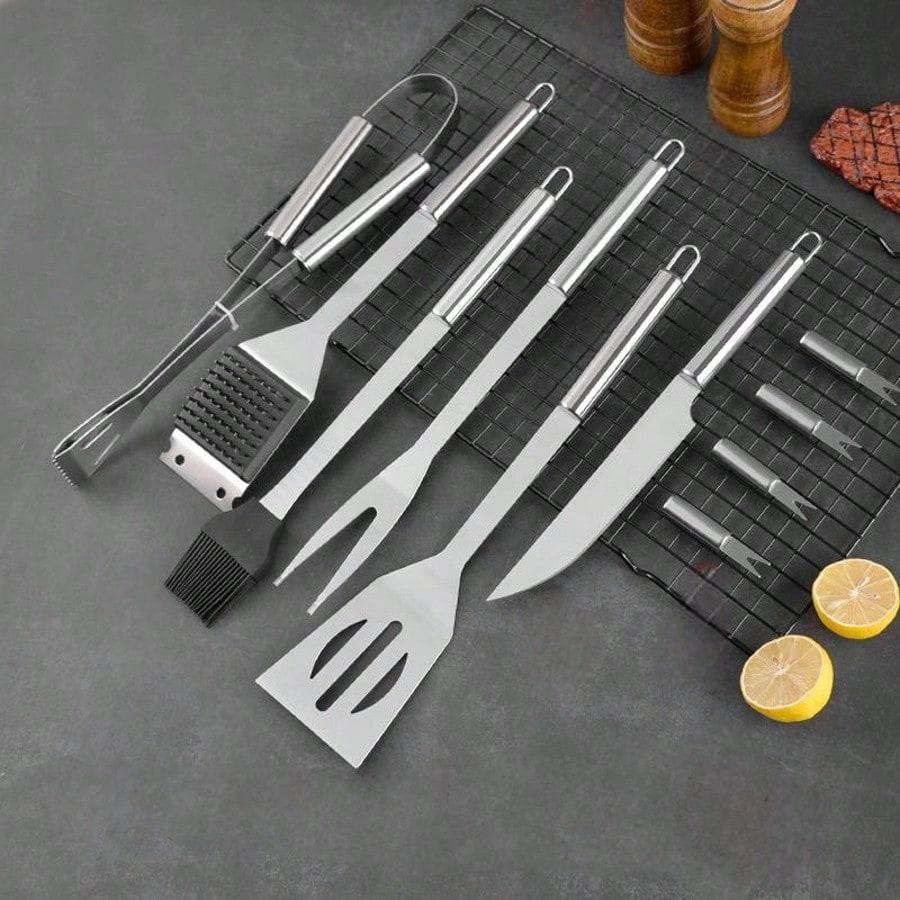 Multi Function Stainless Steel Grilling Tools Set Portable Camping BBQ Kit With Durable Waterproof Carry Case For Outdoor Backyard Picnic Trave