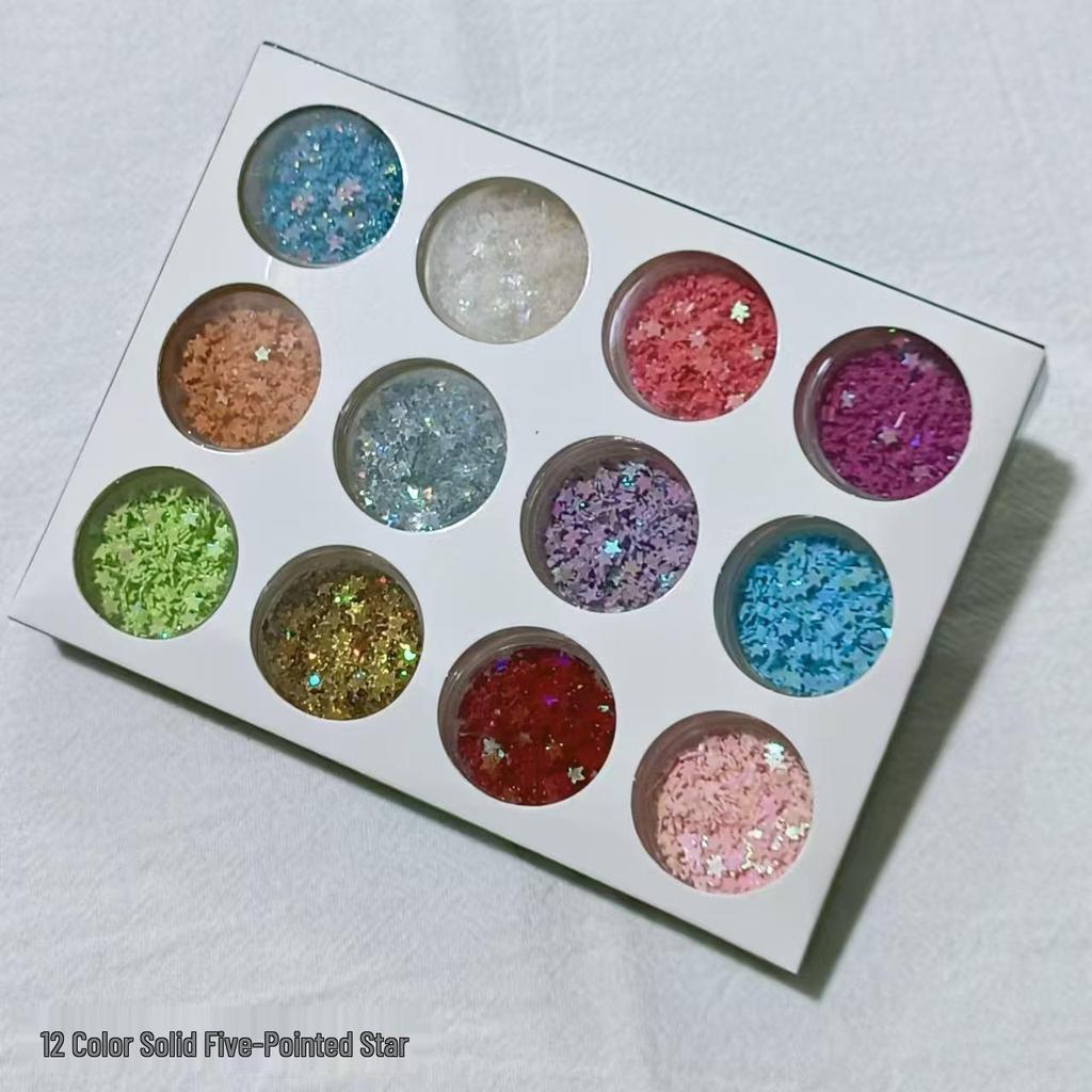 12-Color Crystal Nail Powder Glitter Set