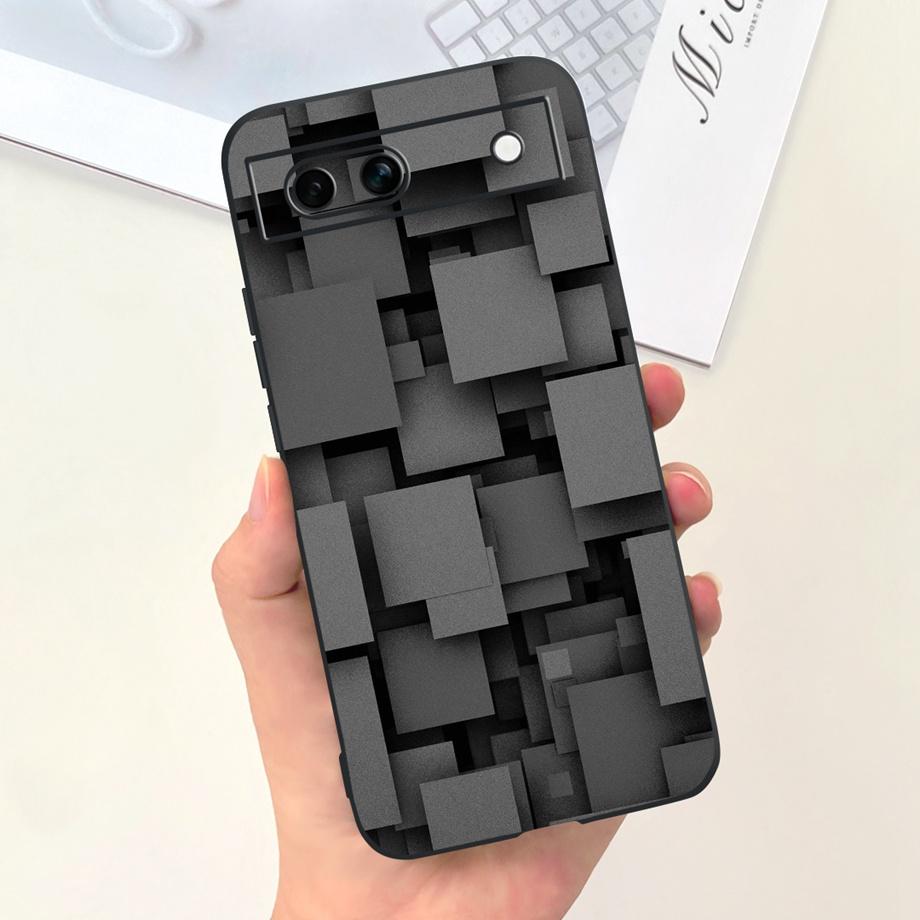 For Google Pixel 8A 6 6A 7 Case Luxury Black Soft Silicone TPU Bumper Phone Cover for Google 6a Pixel8a Capa
