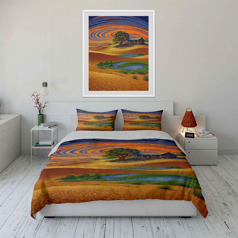 Swirling Sky, Tree, House. Bedding Sets Duvet Cover Sets Duvet Covers Pillowcases(1 * Duvet Cover 2 * Pillowcases, Without Duvet Insert)