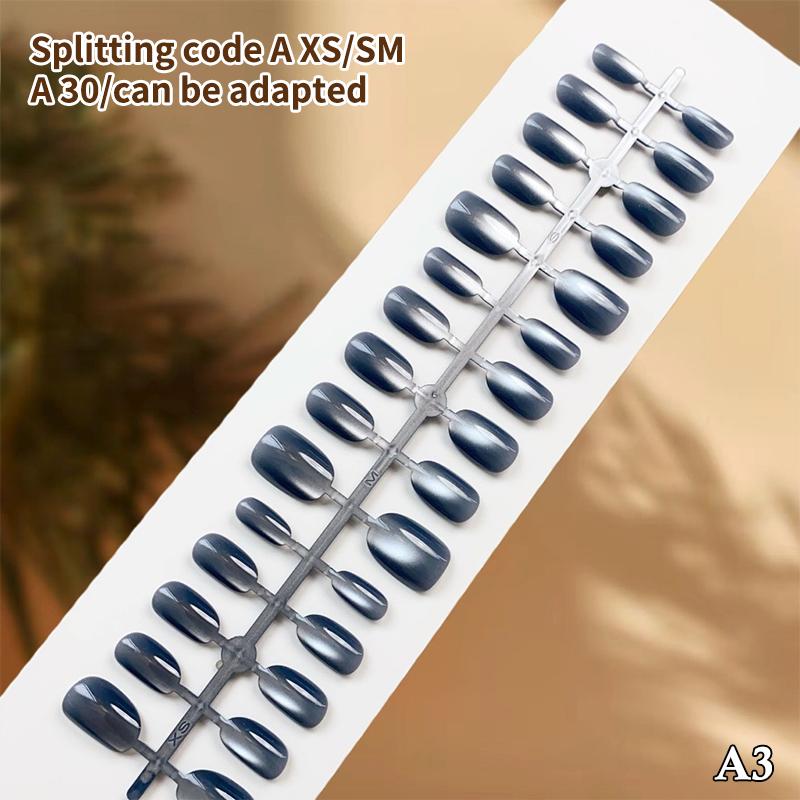 30pcs Cat Eye Press On Nails Short Square Reusable Nail Tips for Women Salon Quality Fake Nails for Date Nights
