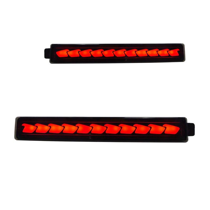 Compatible with 25 Toyota 4Runner models: Modified LED rear bumper lights with daytime running lights, brake lights, and sequential turn signals.