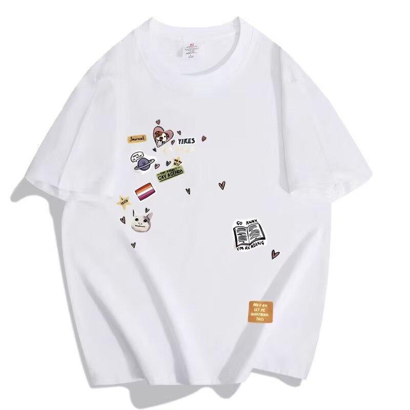 

Design Sense Cartoon American Retro Short Sleeve Unisex Summer Trendy Brand INS Heavyweight T-Shirt Trendy High-End Clothing BF 5XL белый