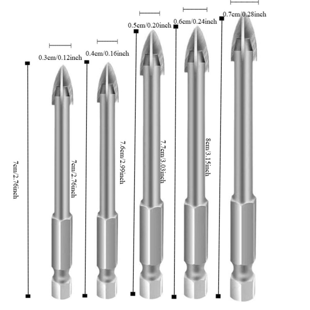 5Pcs Wear-resistant Triangular Drill Bit Four Side Cross Hex Drill Carbide Drill Bit  Glass
