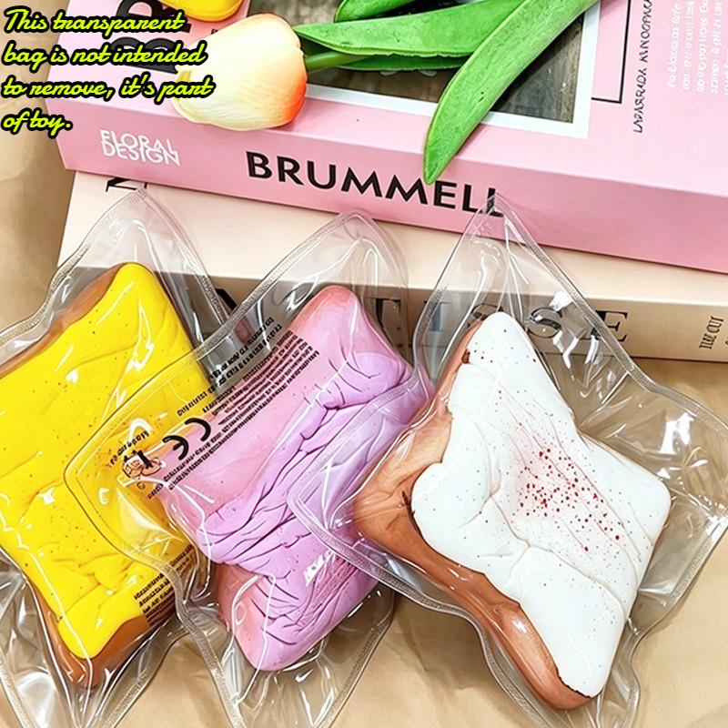 Large soft toast bread squishy toy, ultra-slow rising stress relief squeeze fingertip toy, anxiety relief sensory toy, prank toy for friends