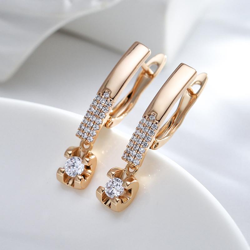Kienl Tendance Or Rose Ethnique Boucles d'Oreilles Pendantes de Mariée Pour Femmes Mariage Vintage Zircon Naturel Boucles d'Oreilles Anglaises Bijoux Quotidien
