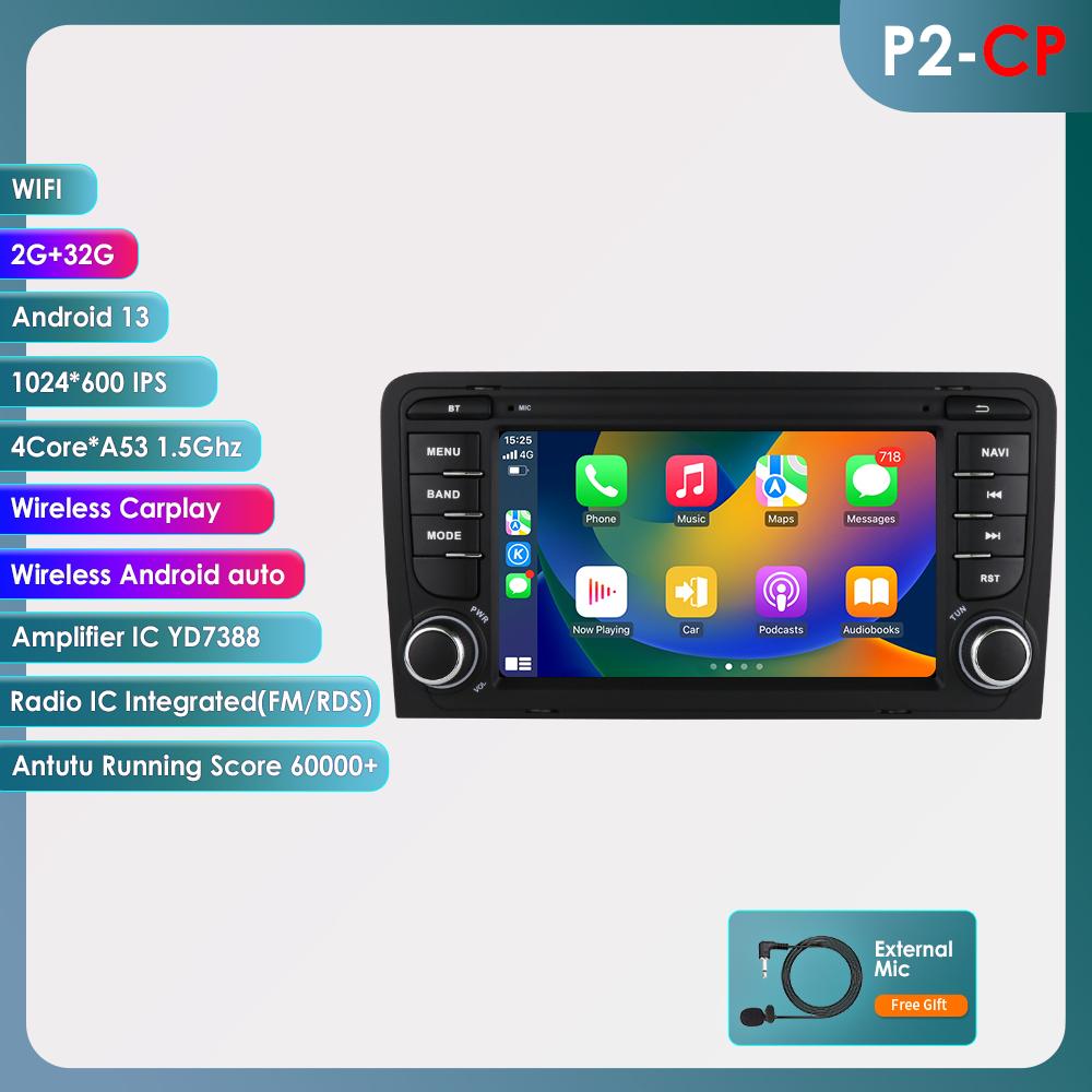 OSSURET 8Core DSP Car Multimedia Player for RS3 Sportback A3 8P S3 2003-2013 Carplay 4G Autoradio RDS GPS BT 4G-LTE WiFi AI  Intelligent Navigation