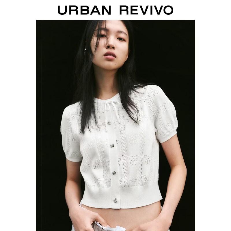 UR2026 Women s Textured Bow Knit Top M