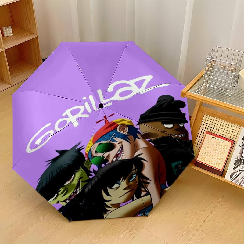 Gorillaz Windproof Auto 8 Rib Folding Umbrella Portable Outdoor Parasol