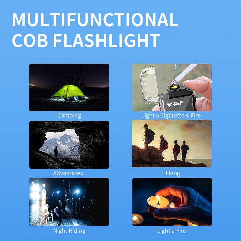 Thermal Wire Lighter With Flashlight Windproof Cigarette Light Portable Type-C Rechargeable Edc Flashlight For Outdoor Emergency