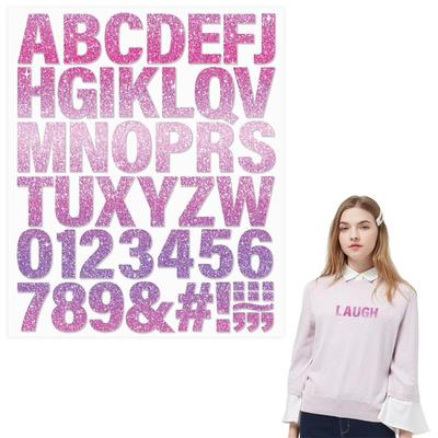 Clothing Stickers Pink Colors Alphabet A-Z 0-9 T-Shirt Hoodies Heat Press Appliqued Diy Clothes Stickers Iron-On Transfers