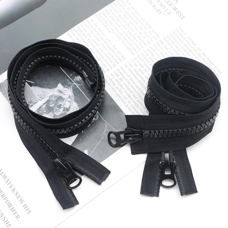 #8 Schwarzer Harz-Reißverschluss, Doppelkopf, 5m für Schlafsäcke & Zelte