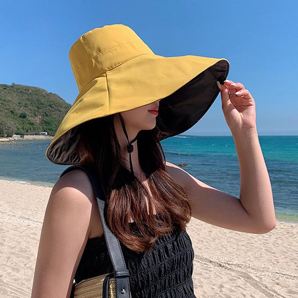 UV-blocking blackout bucket hat (mustard) wide-brimmed hat