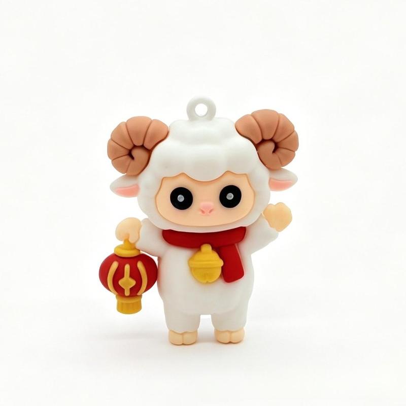 Cartoon Goat Silicone Keychain Colorful Soft Durable Collectible Animal Decor for Kids Children School Bag Key Accessory
