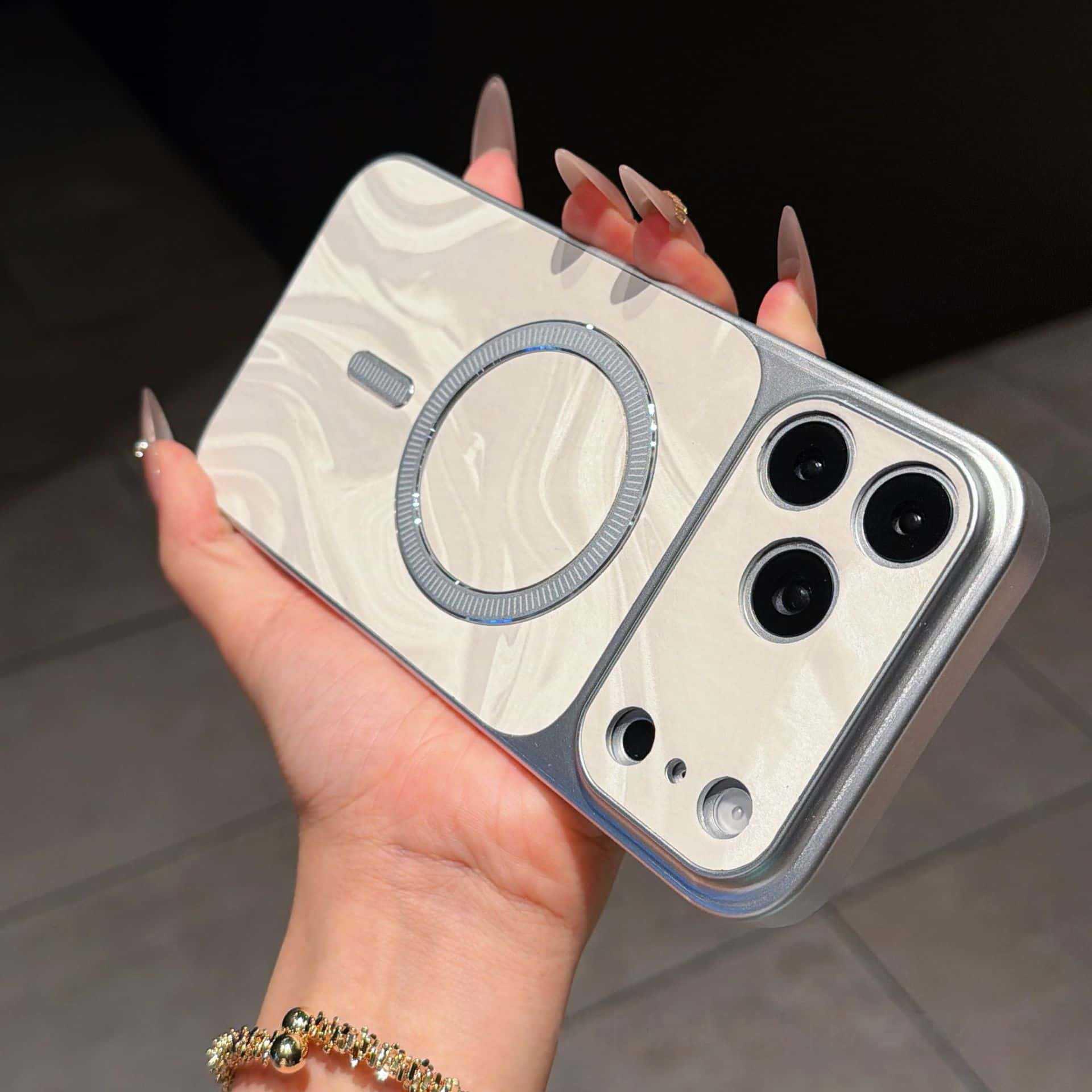 

iPhone 17 Pro Max Water Ripple Magnetic Case with Full Coverage and Drop Protection 15 Plus бежевий