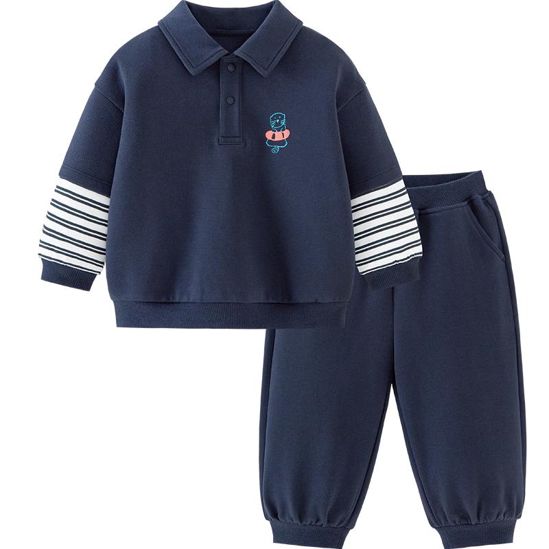 Minibala Kids' Anti-Pill Faux Two-Piece Sweatshirt & Pants Set